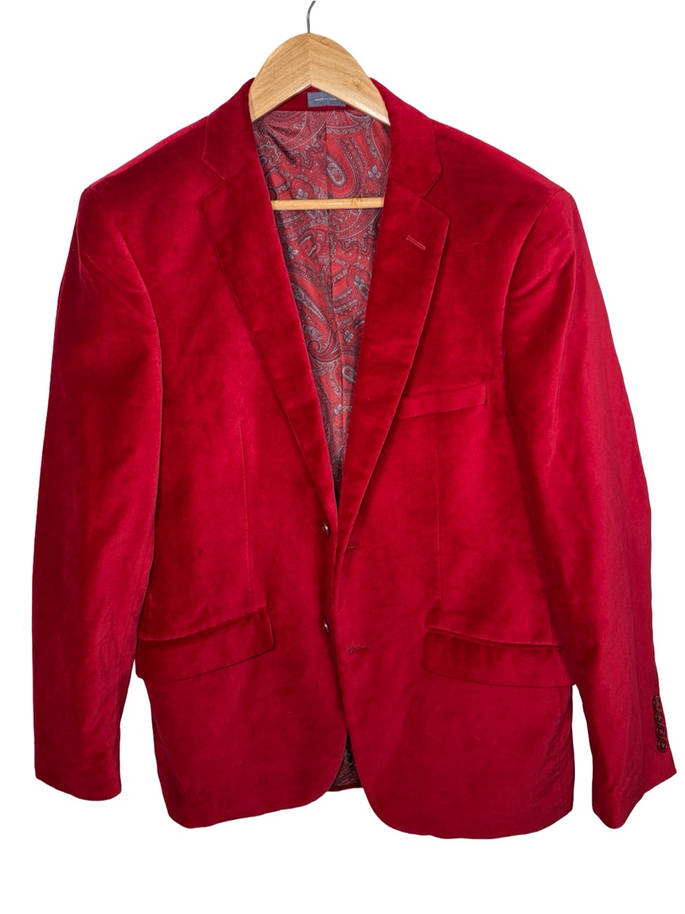 Madison modern fit luxe velvet Red  Men's Blazer - Tailored Formal Jacket